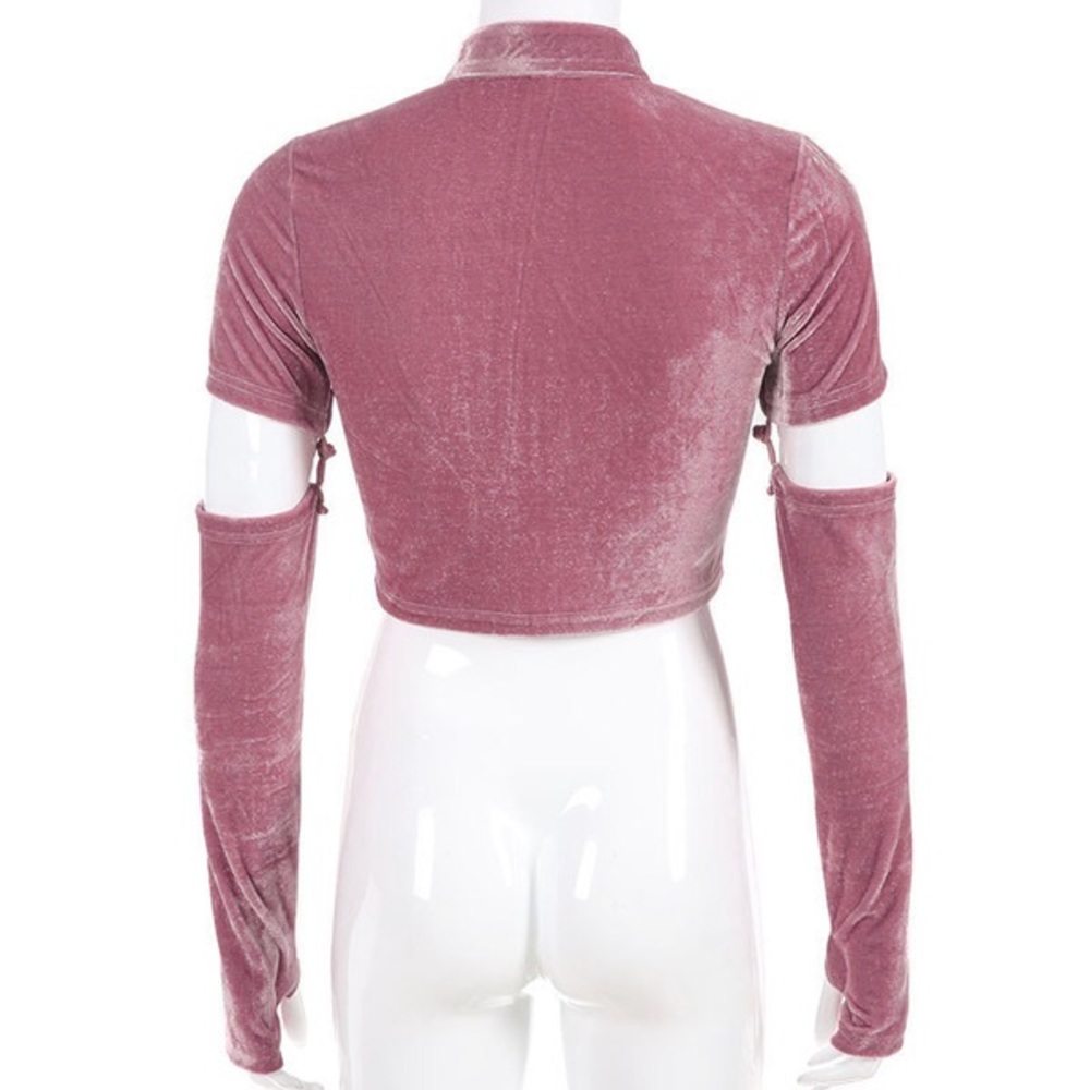PINK CROP VEPVET TEE - Picture 2 of 3